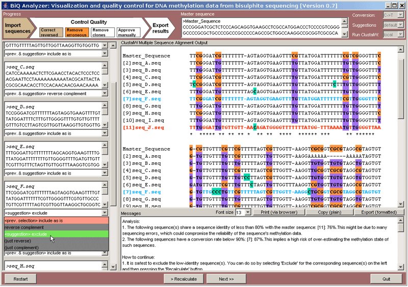 BiQ Analyzer - a software tool for DNA methylation analysis